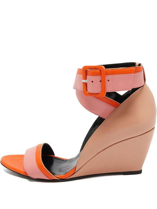 Pre-owned 75mm Alpha wedge-heel colour-block sandals - Neutrals
