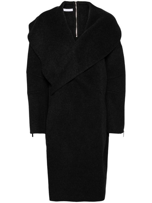 Zip-details wool coat - DARK CHARCOAL