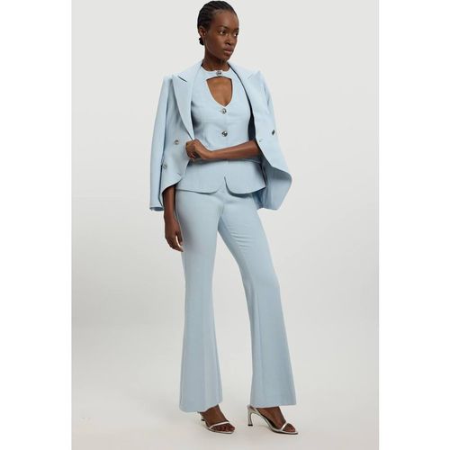 Karen Millen Women's Compact Stretch Tailored Kickflare Trouser in Pale Blue