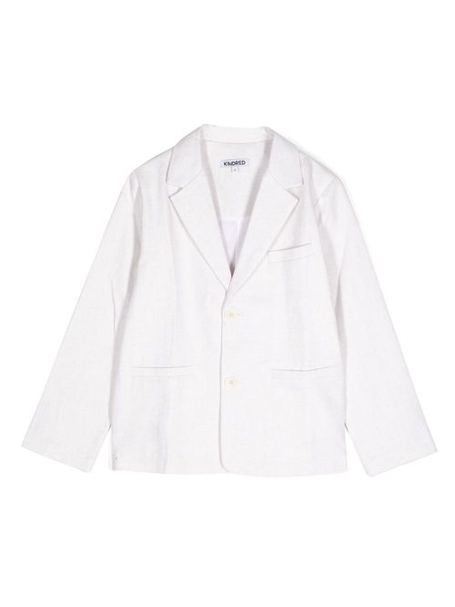 Single-breasted hemp-linen blend blazer - Neutrals
