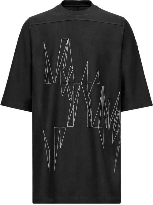 Oversized Short-Sleeved Crewneck Tee with Geocamo Detail and Embroidered Logo Patch