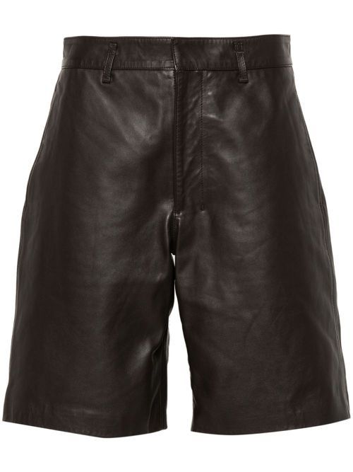 Leather knee shorts - Brown