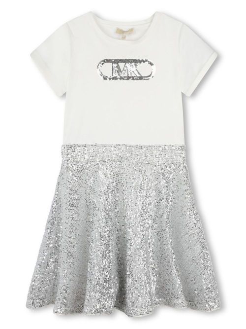 Sequin-embellished cotton dress - Silver