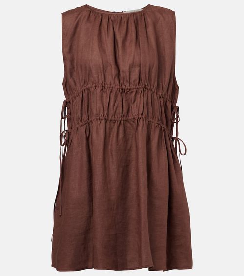 Gathered linen minidress