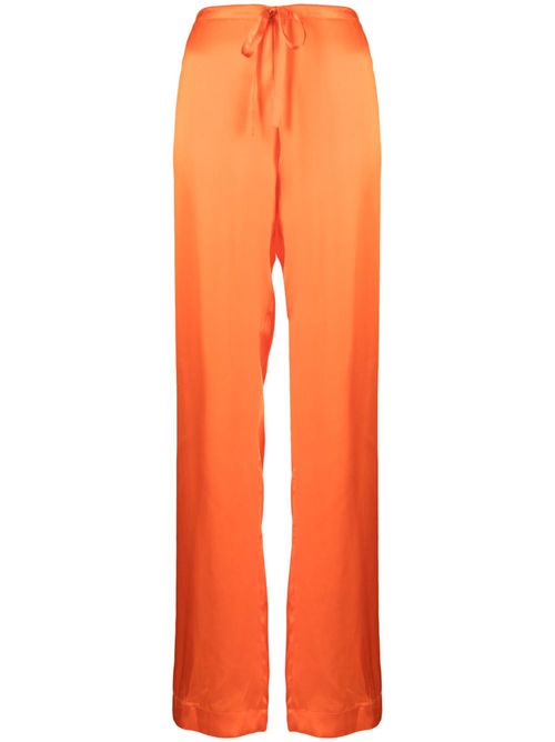 Drawstring silk palazzo trousers - Orange