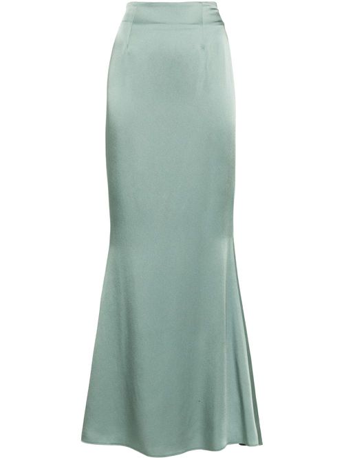 Satin godet maxi skirt - Green