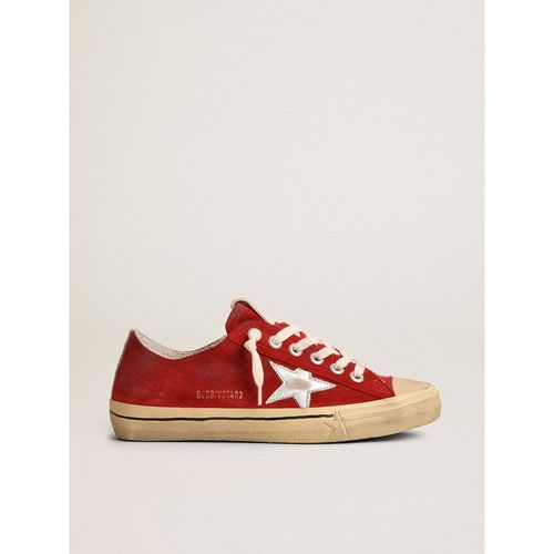 Golden Goose - Men's V-star In Dark Red Suede With Silver Star And Heel Tab, Man