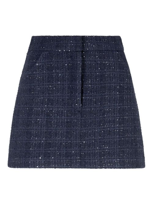 Sequin-embellished tweed skirt - Blue