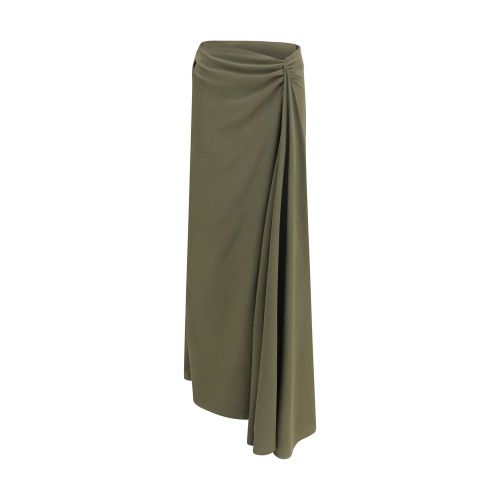 Draped Silk Skirt — Green