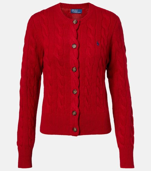 Cable-knit wool and cashmere cardigan