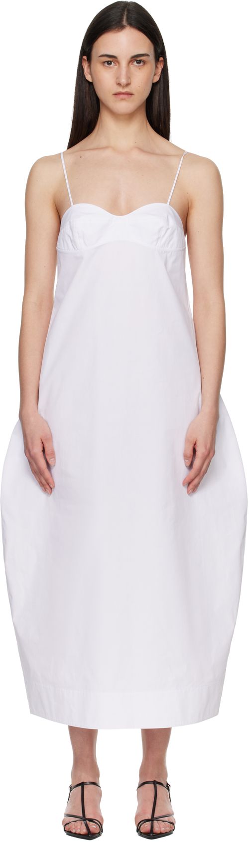 White Bustier Volume Midi Dress