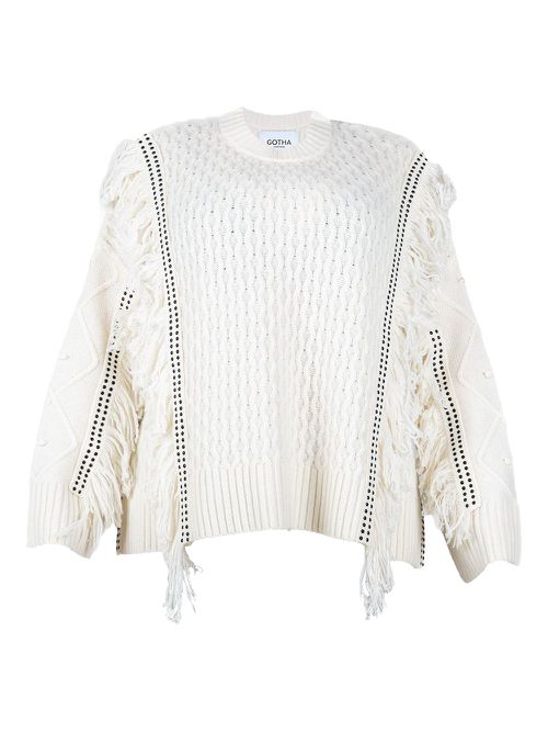 Ruffle-trim sweater - White