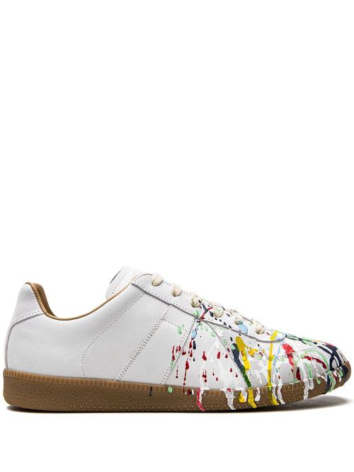 Replica paint splatter-effect low-top sneakers - White