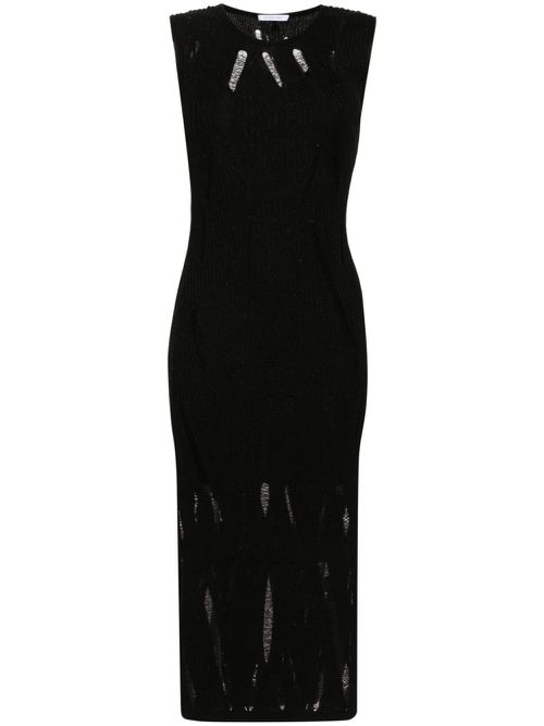 Sleeveless knitted midi dress - Black