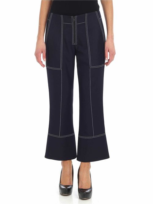 Blue stretch fabric trousers