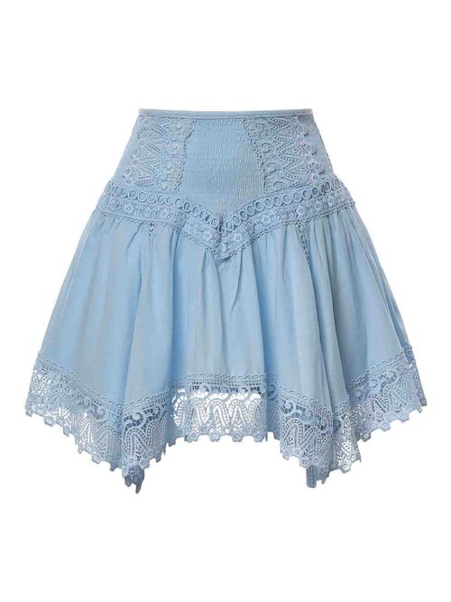 Tala Cotton Voile And Lace Miniskirt