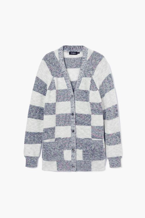 Combined knit cardigan