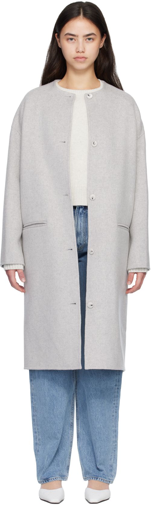 Gray KERRY Wool Cashmere Drap Oval Coat