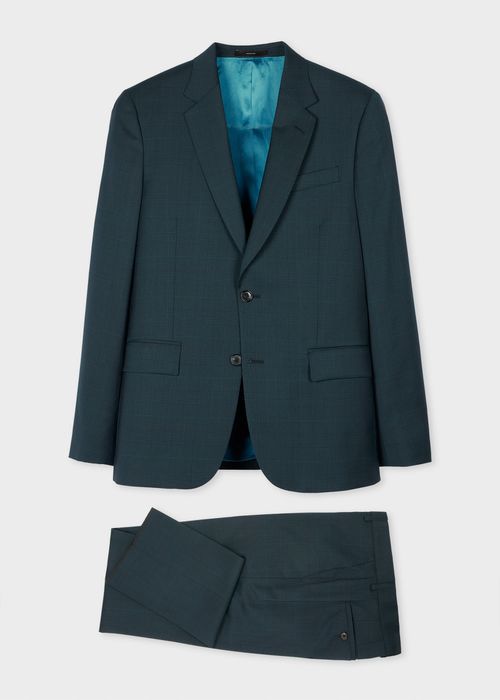 The Soho - Tailored-Fit Petrol Green Check Wool Suit