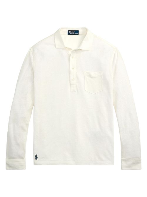Men's Linen Mesh Polo Shirt - Deckwash White