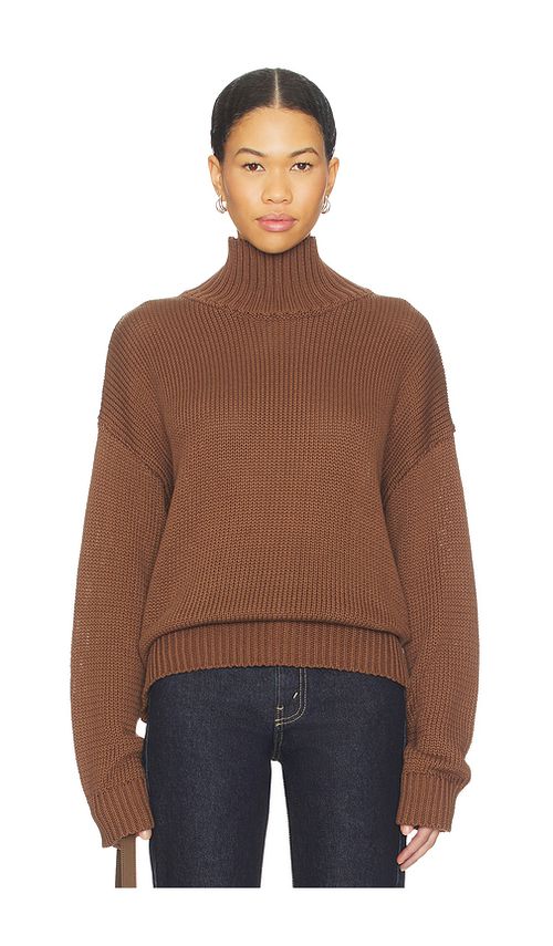 SNDYS Elm High Neck Knit Jumper in Brown. L. Also in S, XXS, XS