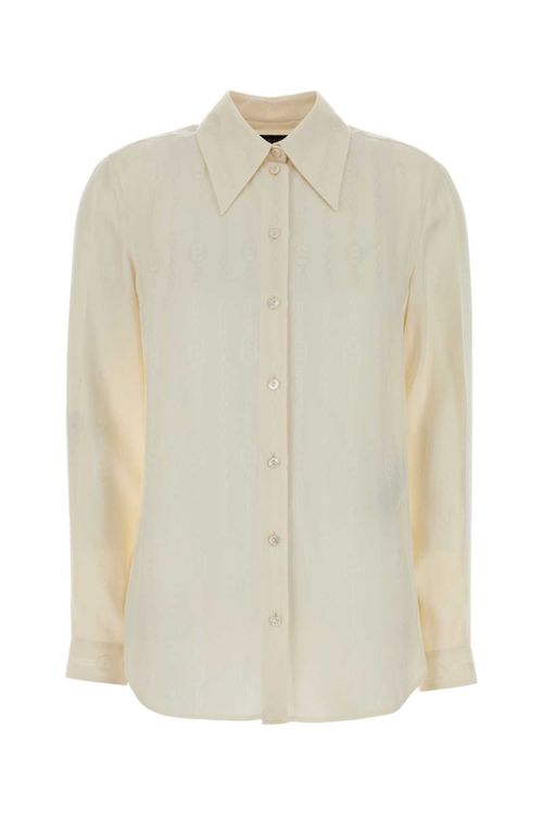 Ivory Crepe Silk Shirt — White