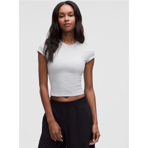 Lululemon – Women's Organic Baby Tee Collegiate – Cotton-Blend – Color Light Grey/Grey – Sma