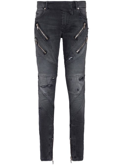Panelled distressed skinny jeans - Grey
