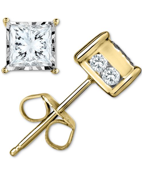 Trumiracle Diamond Stud Earrings (1/2 ct. t.w.) in 14k White, Yellow or Rose Gold - Yellow Gold
