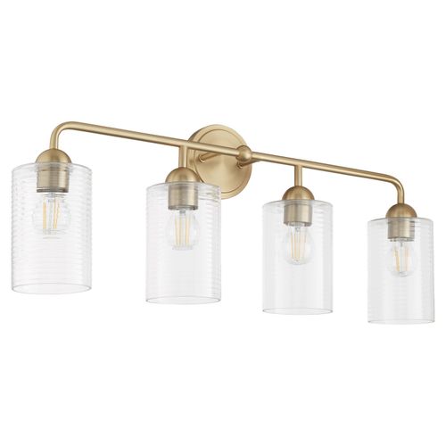 Aged Brass Four Light Vanity from the Charlotte Collection