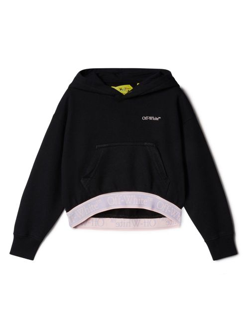 Bookish logo-waistband cotton hoodie - Black