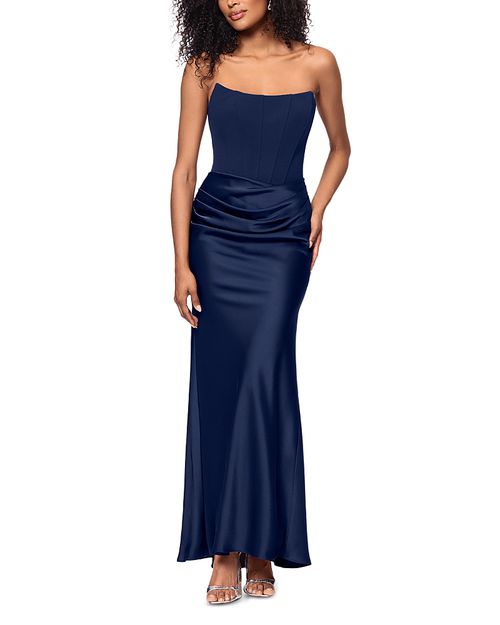 Long Scuba Strapless Gown - Exclusive