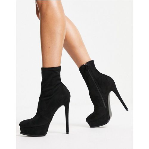 ASOS DESIGN Womens Eclectic high-heeled platform boots in black micro - Size UK 6