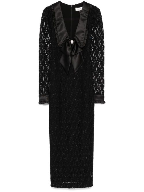 Floral-lace maxi dress - Black