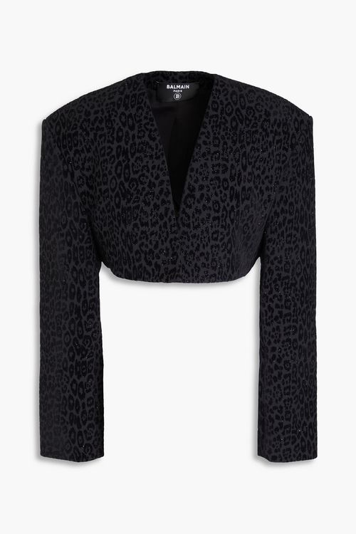 Flocked crepe bolero - Black - FR 40