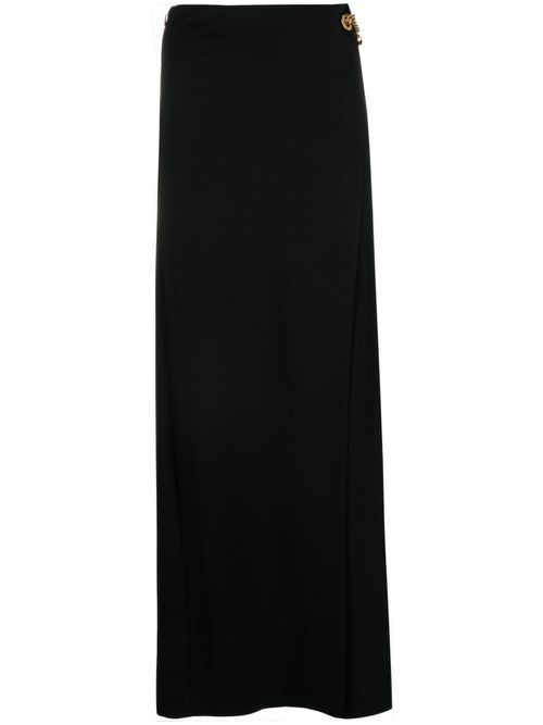 Padlock-detail asymmetric maxi skirt - Black