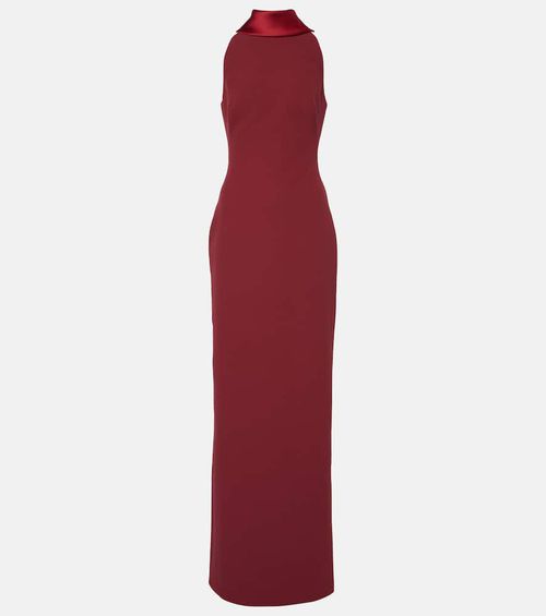 Holliana satin-trimmed crêpe gown