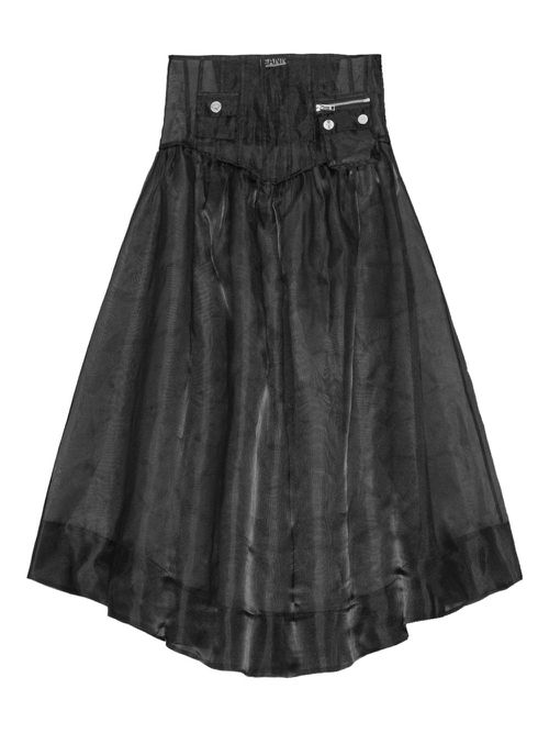 GANNI organza pocket midi skirt - Black