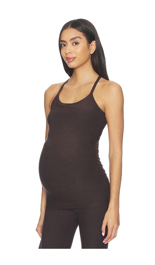 Beyond Yoga Spacedye Keep Your Cool Maternity Slip Top in Dark Chocolate Heather. XS also in L, M