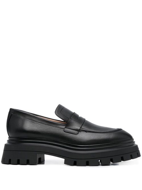 Almond-toe leather loafers - Black