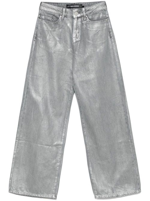 Wide-leg metallic jeans - Grey