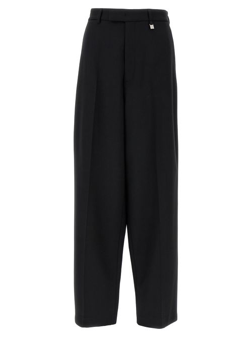 Virgin Wool Wide-Leg Trousers — Black