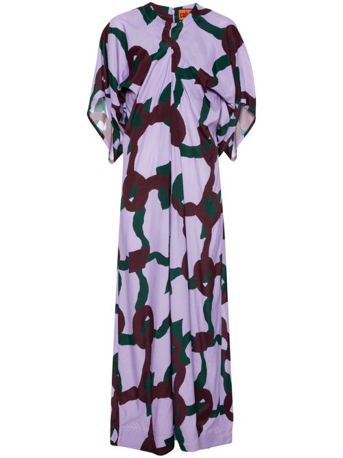 Cocoon abstract-print maxi dress - Purple