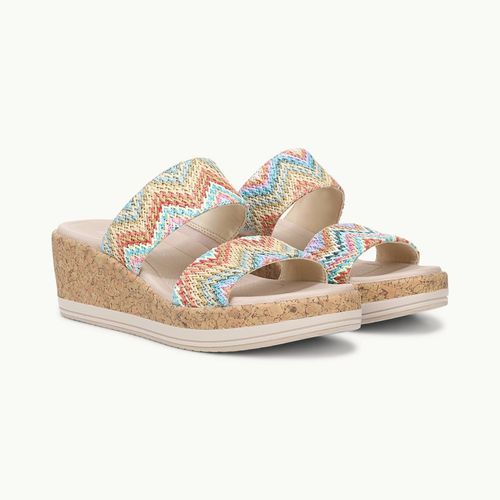 For Shoes Resort Wedge Sandal Blue Multi Faux Raffia