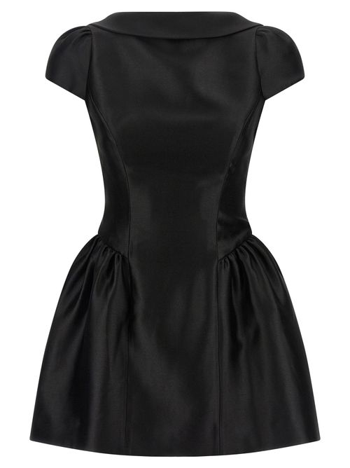 Black Taffetà Collared Mini Dress