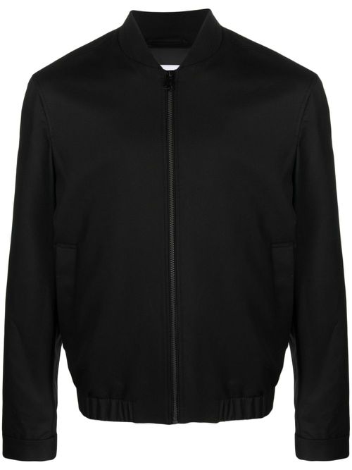 Band-collar zip-fastening bomber jacket - Black