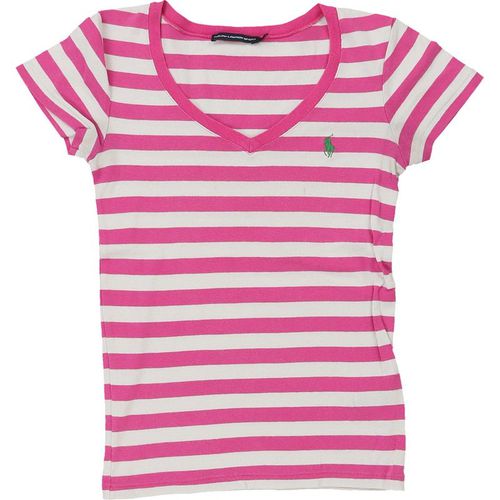 Ralph Lauren Striped T-Shirt - Medium Pink Cotton