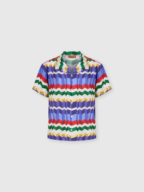 Missoni - Bowling shirt in viscose with 3D zigzag print, Men, Multicoloured