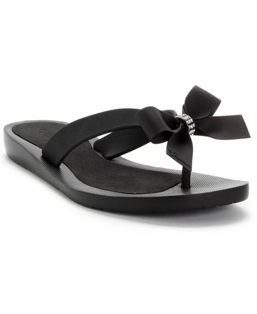 Women's Tutu Bow Flip Flops - Black