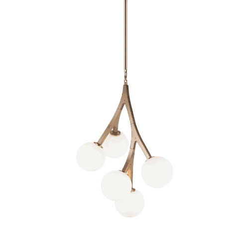 Aged Gold Brass Five Light Chandelier from the Rami Collection